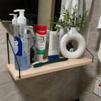 Floating Wall Shelf | Natural Wood & Angled Bracket | Space-Saving