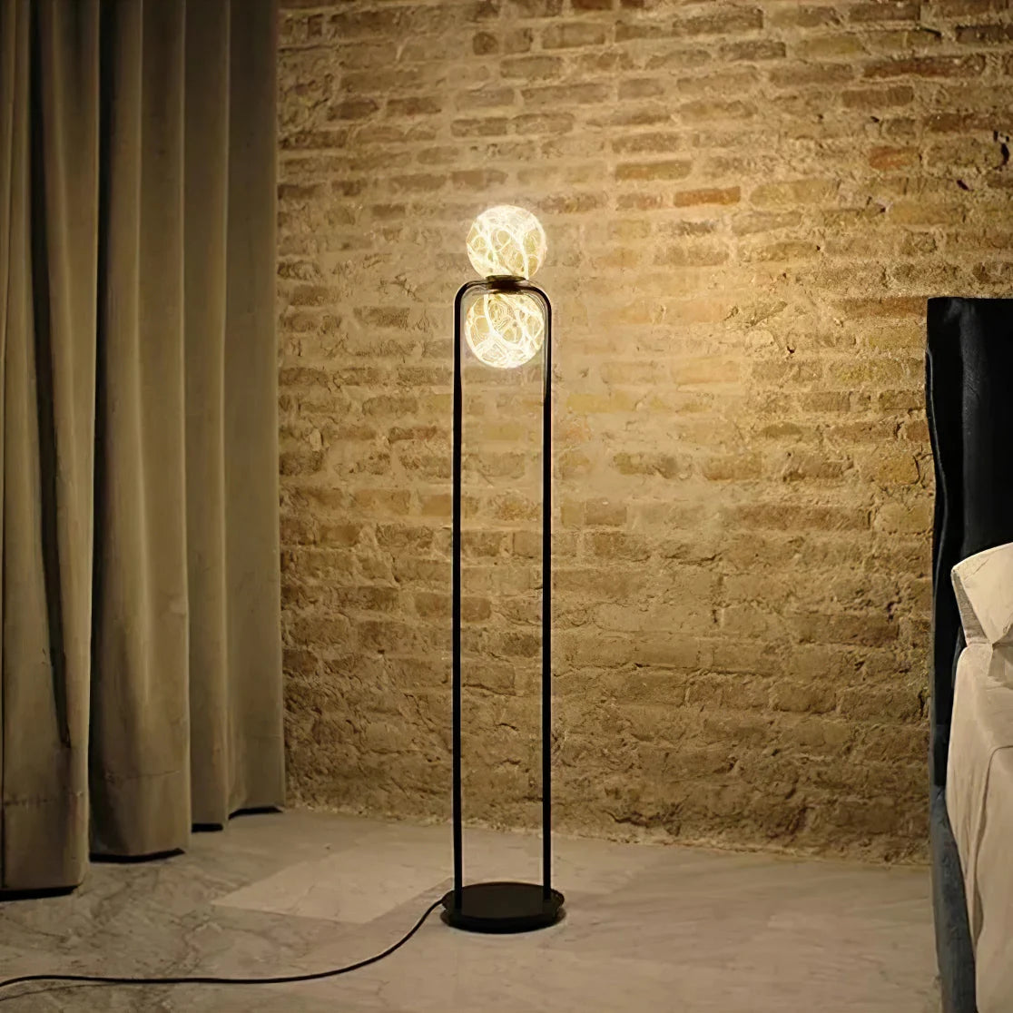 Floor Lamp | Alabaster Shade & Metal Base | Single & Double Light