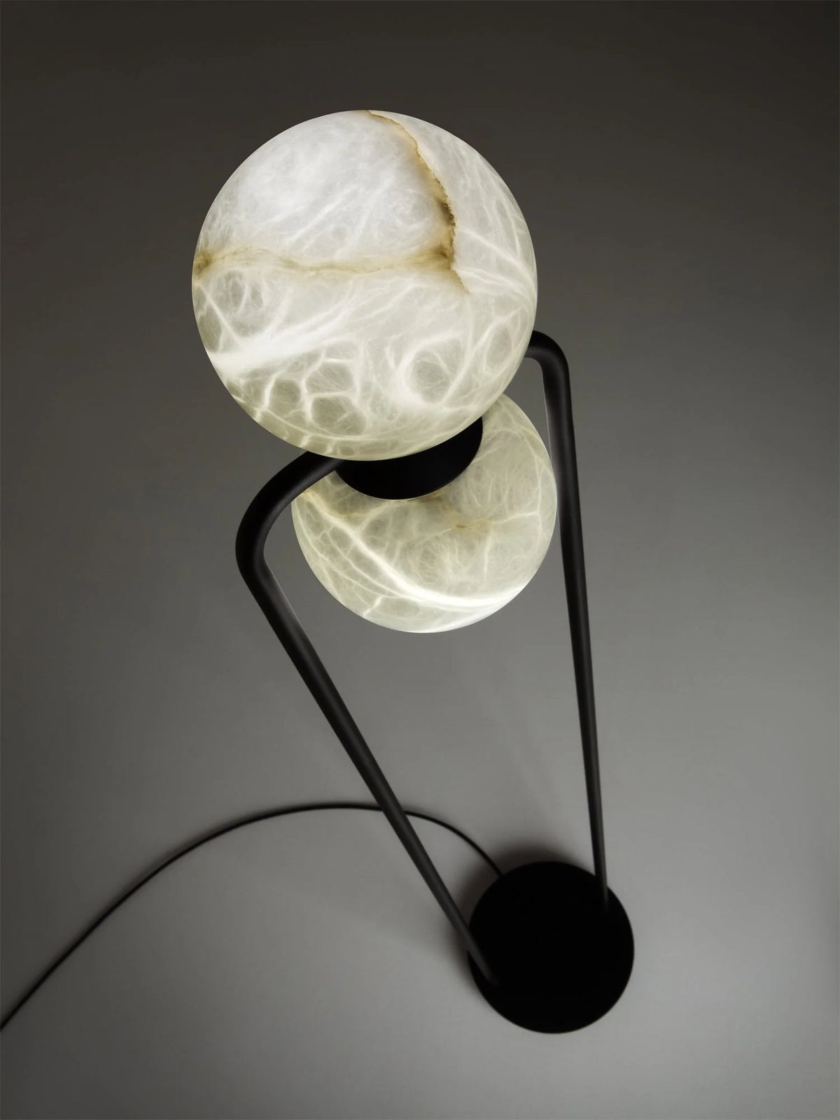 Floor Lamp | Alabaster Shade & Metal Base | Single & Double Light
