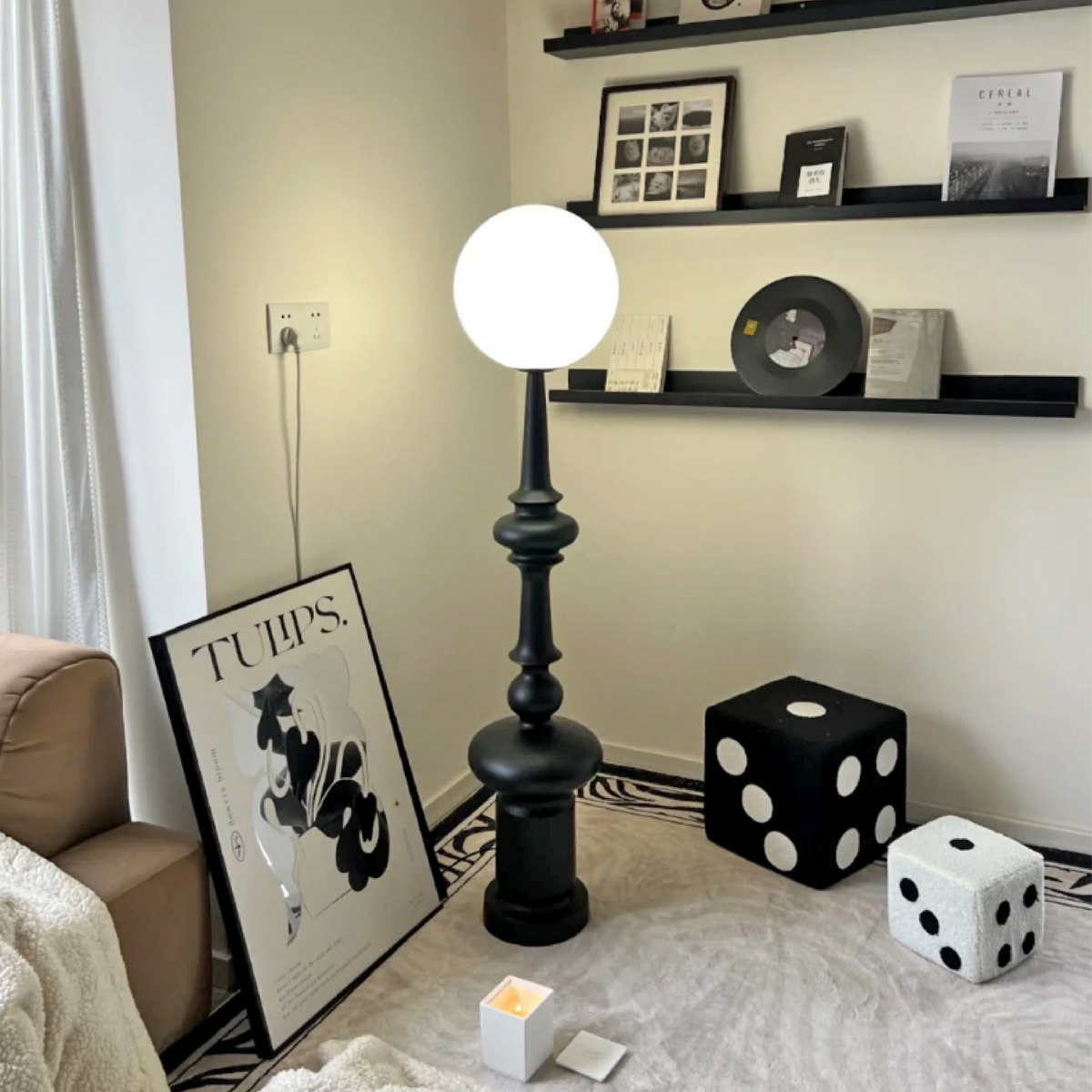 Floor Lamp | Bauhaus Sculptural Design & Glass Globe | 136 cm