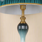 Floor Lamp | Dome Fabric Shade & Wood-Look Base