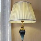 Floor Lamp | Dome Fabric Shade & Wood-Look Base