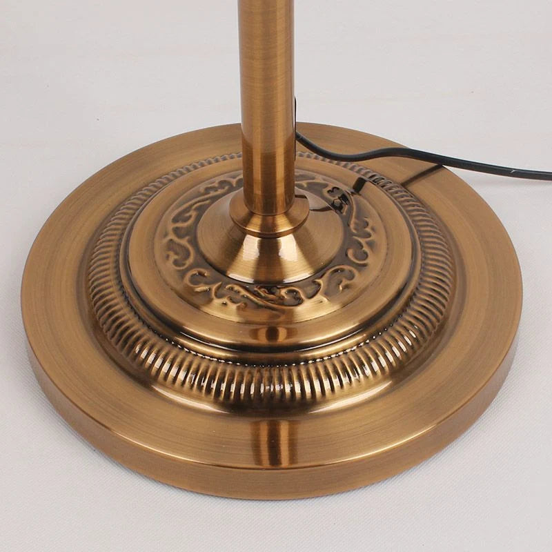 Floor Lamp | Dome Fabric Shade & Wood-Look Base