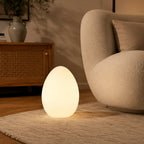 Floor Lamp | Egg-Shaped Sculptural LED & Molded Shell | Weighted Base