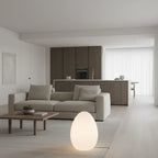 Floor Lamp | Egg-Shaped Sculptural LED & Molded Shell | Weighted Base