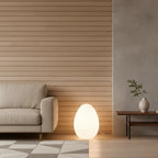 Floor Lamp | Egg-Shaped Sculptural LED & Molded Shell | Weighted Base