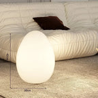 Floor Lamp | Egg-Shaped Sculptural LED & Molded Shell | Weighted Base