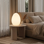 Floor Lamp | Egg-Shaped Sculptural LED & Molded Shell | Weighted Base