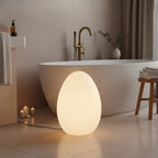 Floor Lamp | Egg-Shaped Sculptural LED & Molded Shell | Weighted Base