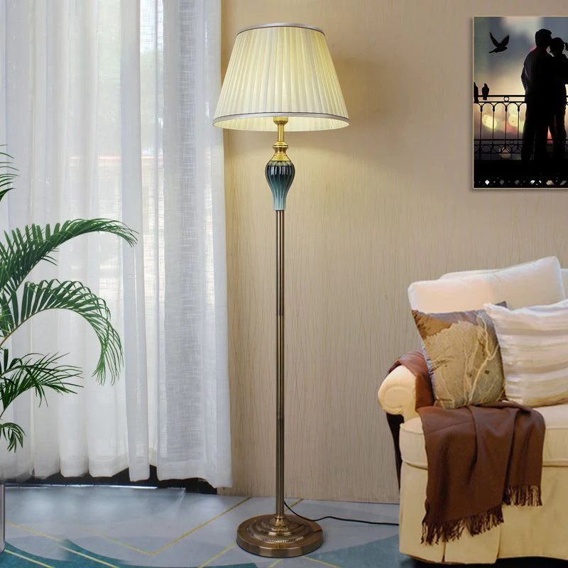 Floor Lamp | Fabric Shade & Metal Base | Dome Shade