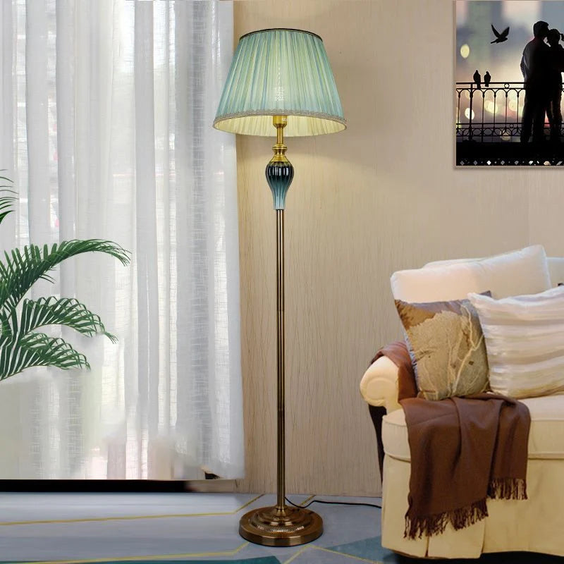 Floor Lamp | Fabric Shade & Metal Base | Dome Shade