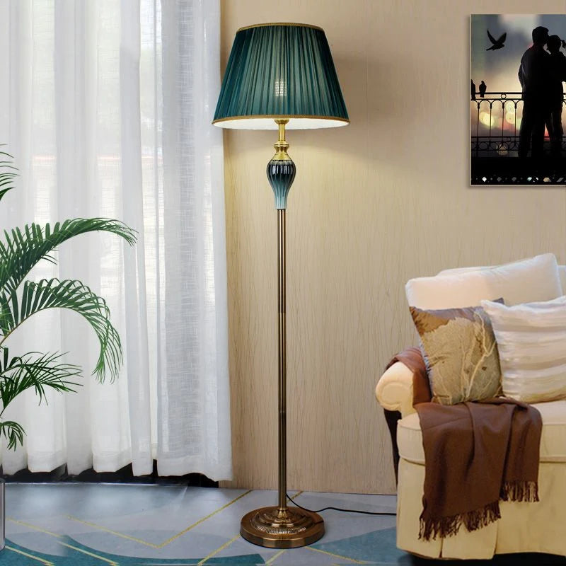 Floor Lamp | Fabric Shade & Metal Base | Dome Shade