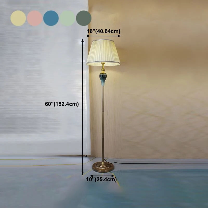 Floor Lamp | Fabric Shade & Metal Base | Dome Shade
