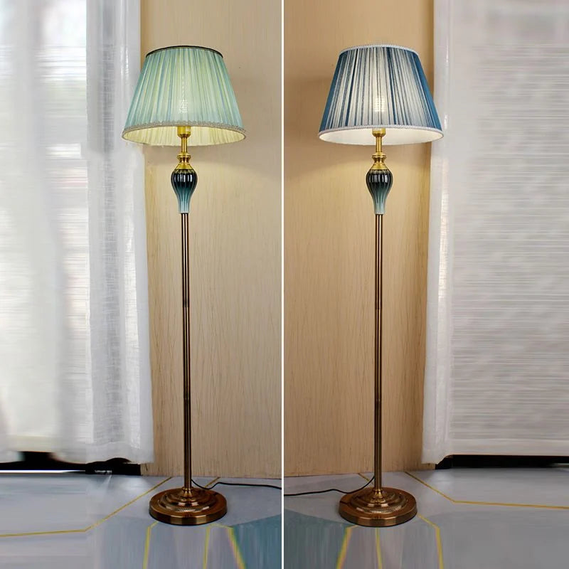 Floor Lamp | Fabric Shade & Metal Base | Dome Shade