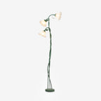 Floor Lamp | Floral Sculptural Design & Green Matte Metal