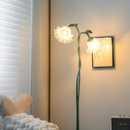 Floor Lamp | Floral Sculptural Design & Green Matte Metal