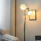 Floor Lamp | Floral Sculptural Design & Green Matte Metal