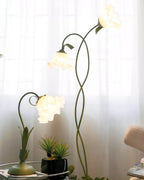 Floor Lamp | Floral Sculptural Design & Green Matte Metal
