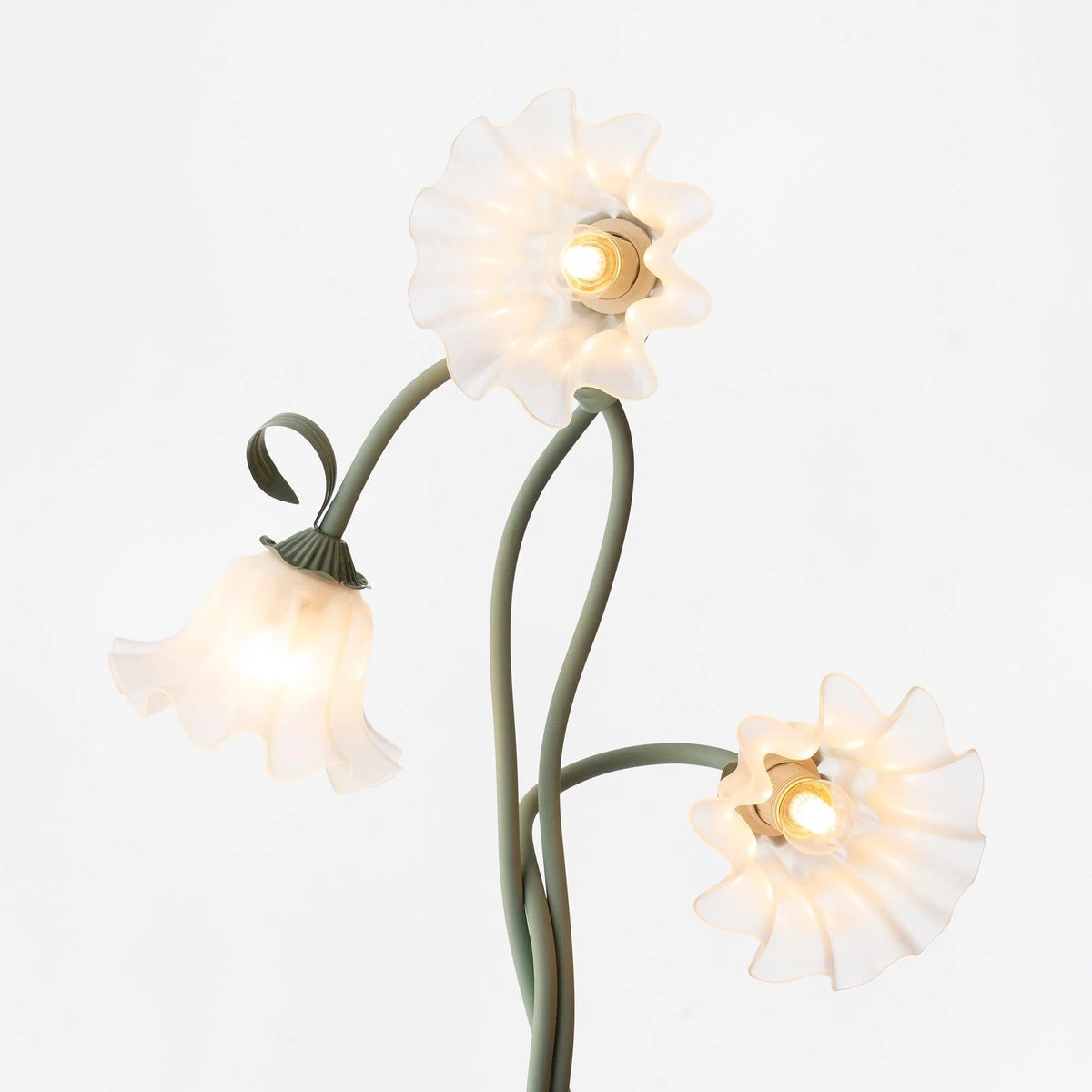 Floor Lamp | Floral Sculptural Design & Green Matte Metal