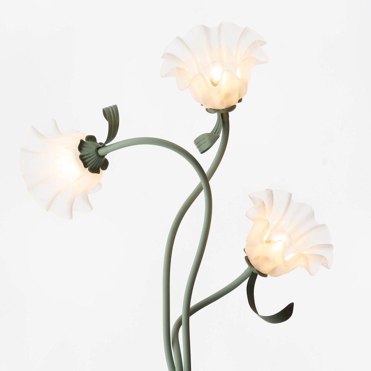 Floor Lamp | Floral Sculptural Design & Green Matte Metal