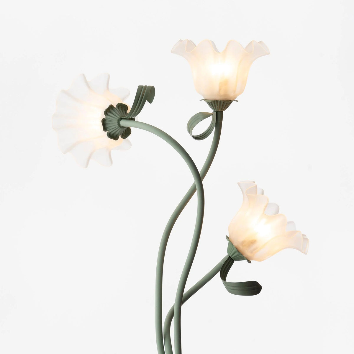 Floor Lamp | Floral Sculptural Design & Green Matte Metal