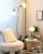 Floor Lamp | Floral Sculptural Design & Green Matte Metal