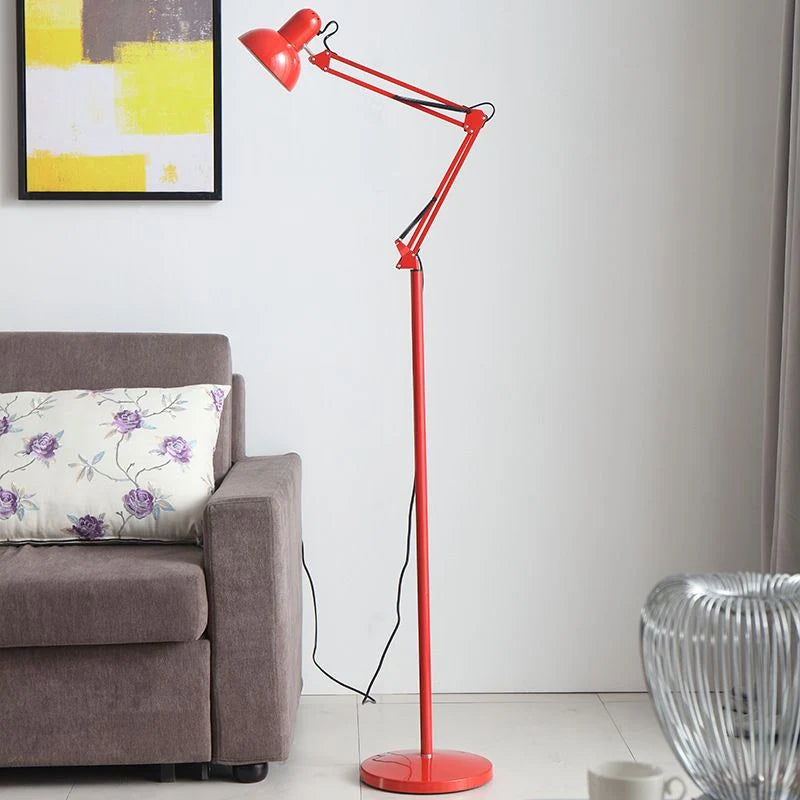 Floor Lamp | Folding Adjustable Metal Frame & Iron Shade | 5 Colours
