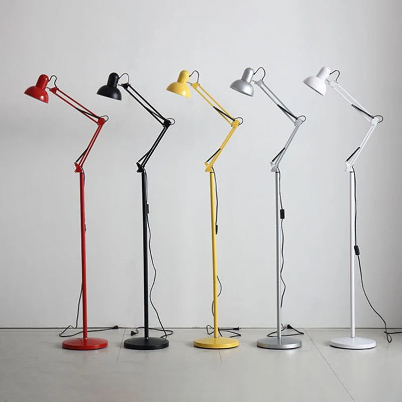 Floor Lamp | Folding Adjustable Metal Frame & Iron Shade | 5 Colours