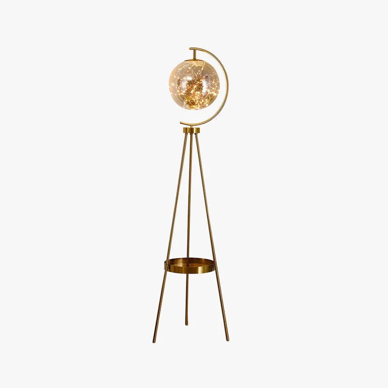 Floor Lamp | Globe Glass Shade & Metal Tripod | Bulb Included