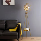 Floor Lamp | Globe Glass Shade & Metal Tripod | Bulb Included