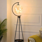 Floor Lamp | Globe Glass Shade & Metal Tripod | Bulb Included