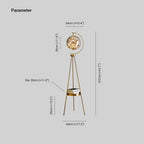 Floor Lamp | Globe Glass Shade & Metal Tripod | Bulb Included
