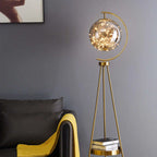 Floor Lamp | Globe Glass Shade & Metal Tripod | Bulb Included