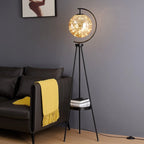 Floor Lamp | Globe Glass Shade & Metal Tripod | Bulb Included