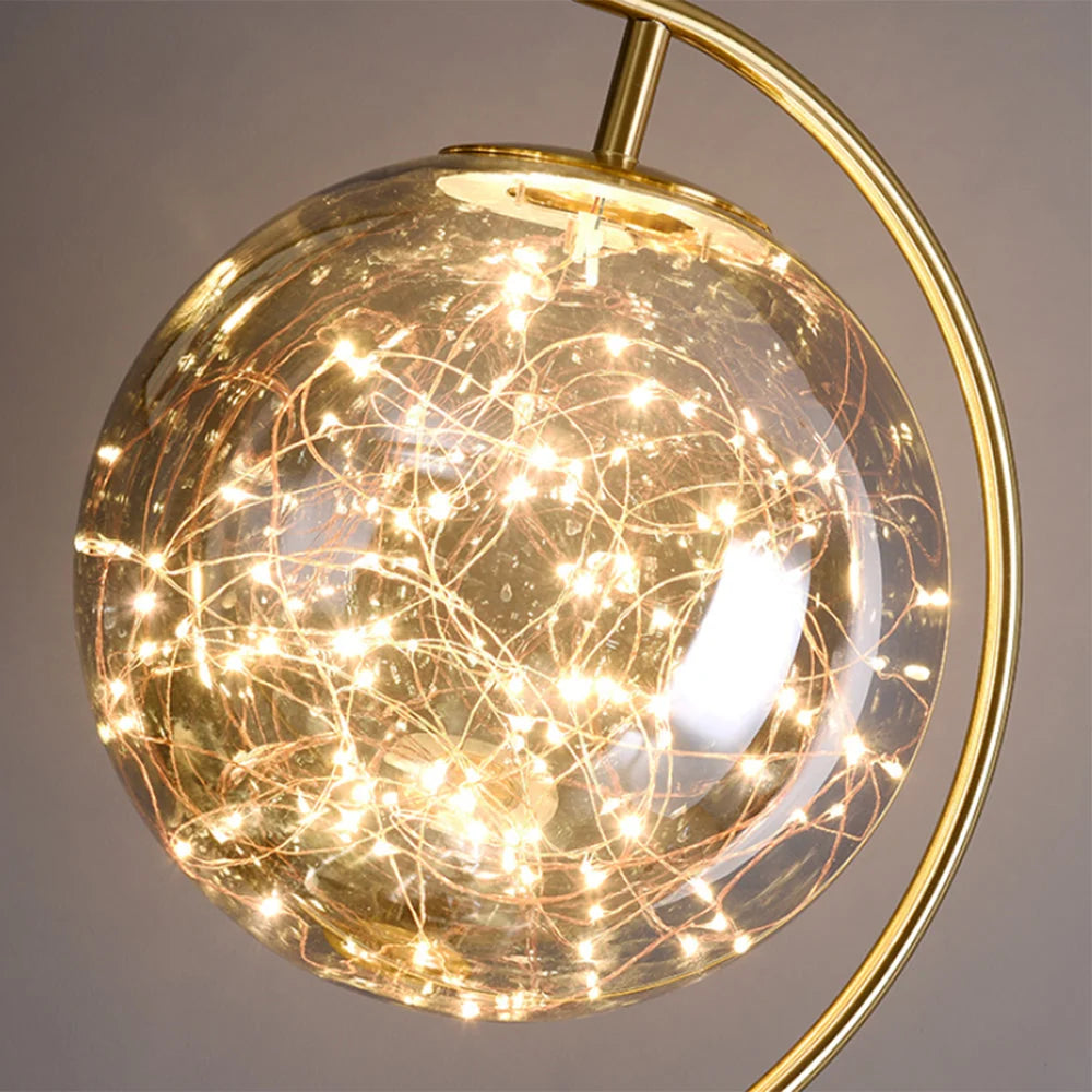 Floor Lamp | Globe Glass Shade & Metal Tripod | Bulb Included