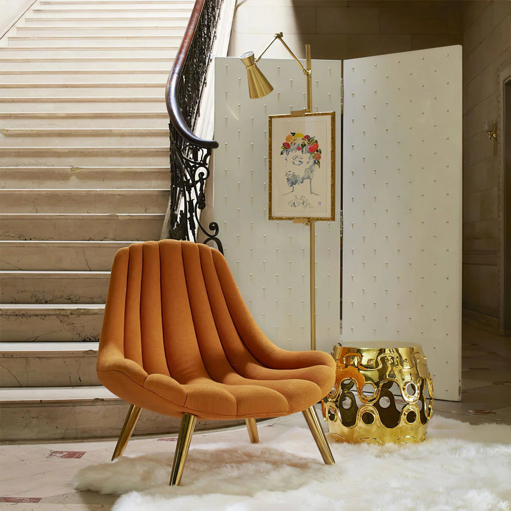 Floor Lamp | Gold Frame & Marble Base | Artwork Accent Lighting