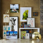 Floor Lamp | Gold Frame & Marble Base | Artwork Accent Lighting