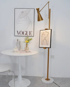 Floor Lamp | Gold Frame & Marble Base | Artwork Accent Lighting