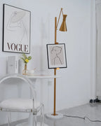 Floor Lamp | Gold Frame & Marble Base | Artwork Accent Lighting