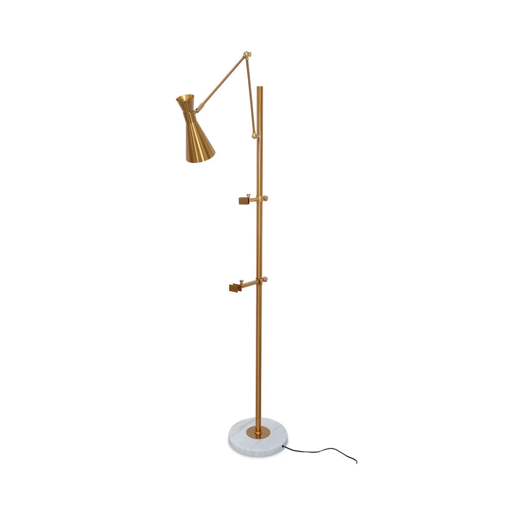 Floor Lamp | Gold Frame & Marble Base | Artwork Accent Lighting