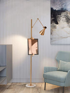 Floor Lamp | Gold Frame & Marble Base | Artwork Accent Lighting