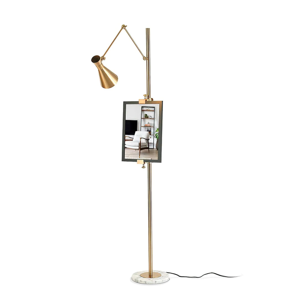 Floor Lamp | Gold Frame & Marble Base | Artwork Accent Lighting