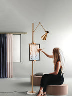 Floor Lamp | Gold Frame & Marble Base | Artwork Accent Lighting