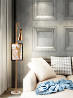 Floor Lamp | Gold Frame & Marble Base | Artwork Accent Lighting