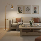 Floor Lamp | Gold Frame & Marble Base | Artwork Accent Lighting