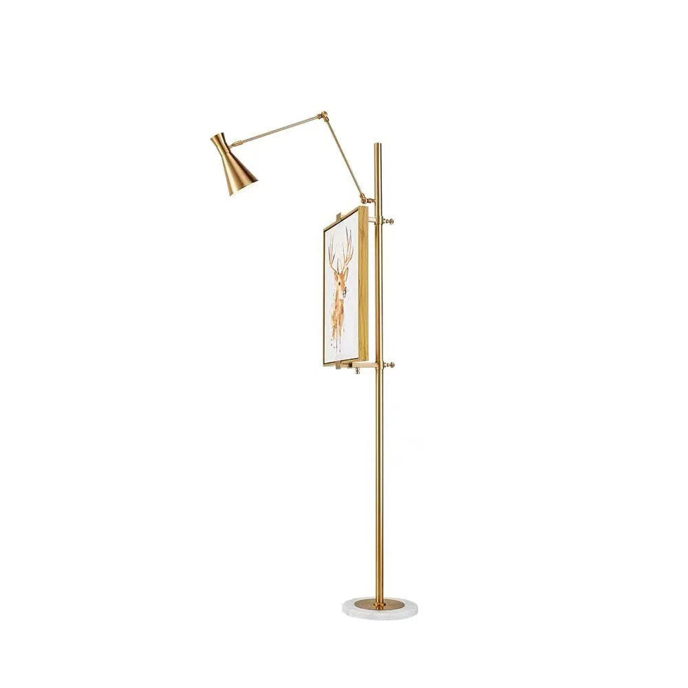 Floor Lamp | Gold Frame & Marble Base | Artwork Accent Lighting