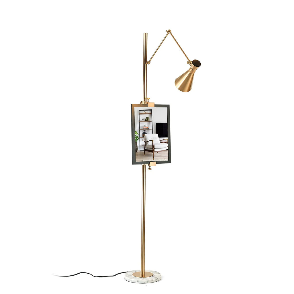 Floor Lamp | Gold Frame & Marble Base | Artwork Accent Lighting