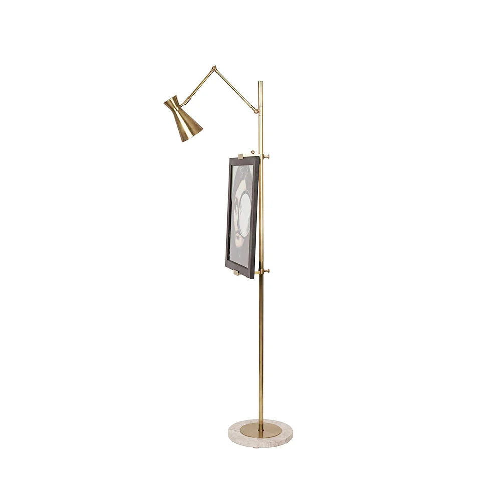 Floor Lamp | Gold Frame & Marble Base | Artwork Accent Lighting