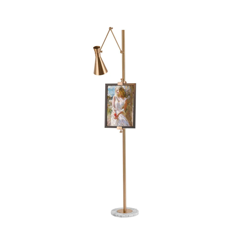 Floor Lamp | Gold Frame & Marble Base | Artwork Accent Lighting