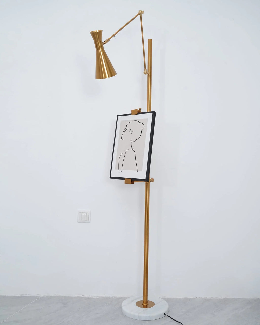 Floor Lamp | Gold Frame & Marble Base | Artwork Accent Lighting